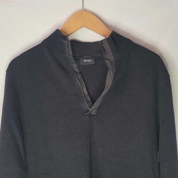 Hugo Boss- Men's Sidney Zip Neck Sweater- Black in color- size Medium - Picture 2 of 11